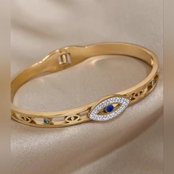 18k Evil Eye | Bangle| Bracelet - Picture 2 of 4